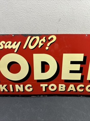 ode to tobacco Vintage Model Smoking Tin Sign Original Pipe or Cigarette Painted Metal DUVALL CIGARETTES - SET OF
