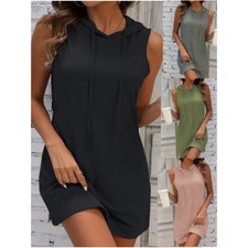 Women Best Selling Slim Fit Hoodie Drawstring Sporty Casual Short Sleeveless Top