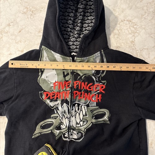 Five Finger Death Punch Men’s Hoodie Size XL Black Zip Up Metal Band Sweatshirt - Picture 12 of 14