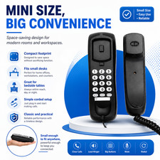Corded Black Home Office Telephone Landline Desk Wall Mount Classic Wired Phone