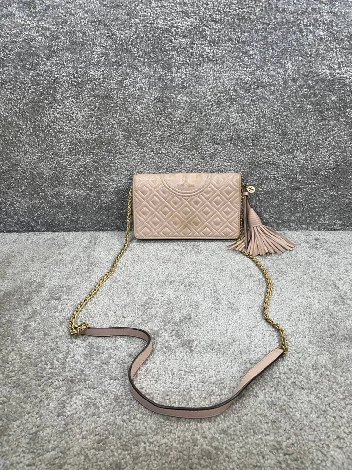 Bandolera Tory Burch Carteras Mujer Cuero Rosa Fleming Cremallera Ranuras para Tarjetas Cadena Foto 2 de 4