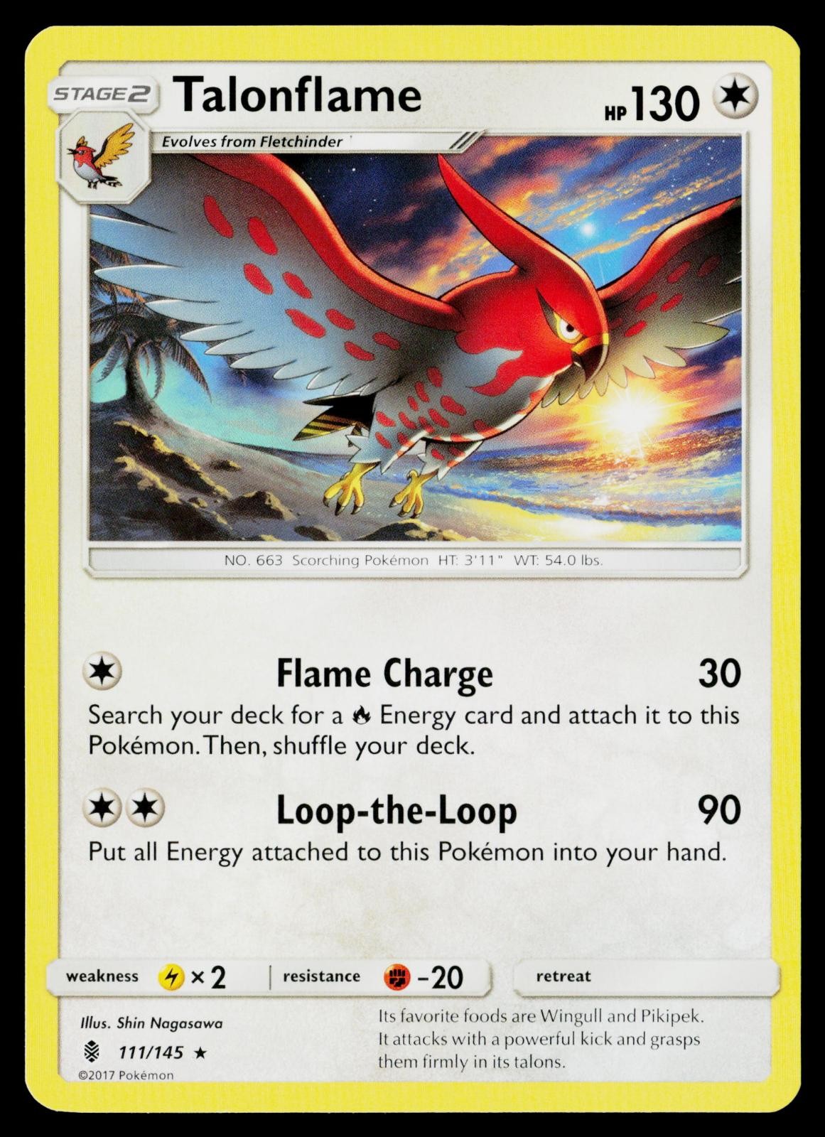 Talonflame 111/145 Rare Guardians Rising Pokemon Near Mint