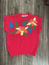 90  s Worthington brand short-sleeve knit sweater with a colorful floral L