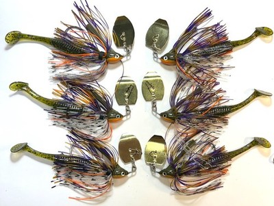 Vibrating Jig WEEDLESS 6 total:  TEXAS ULTIMATE BREAM    3-3/8  3-1/2 w/Trailers