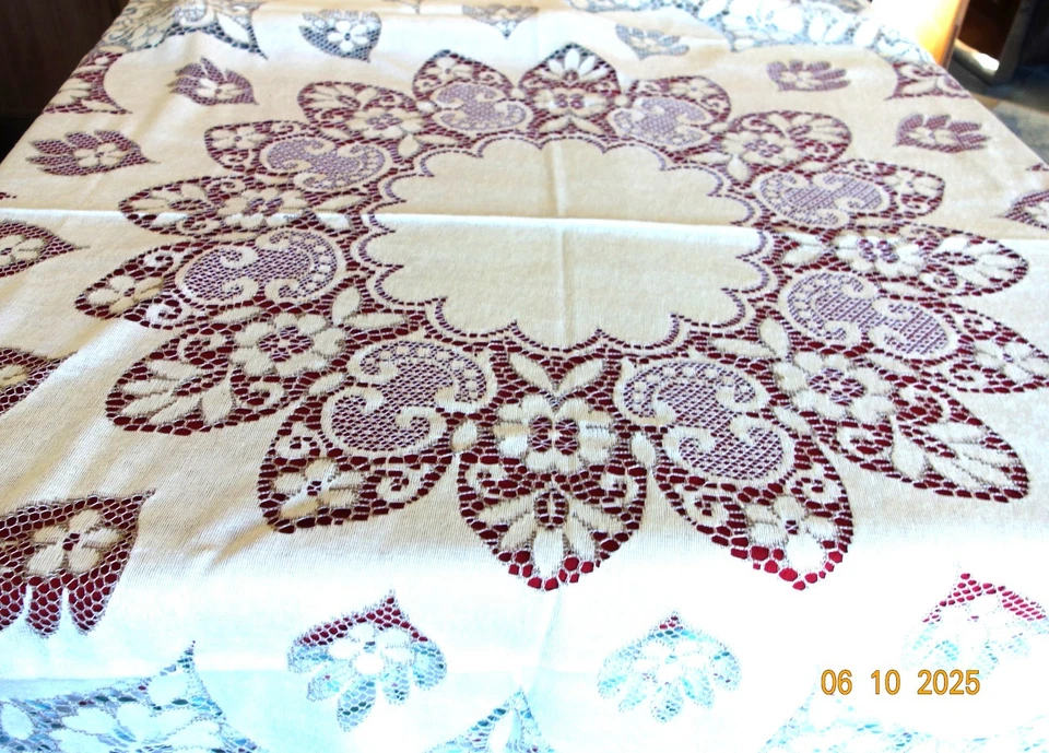 ANCIENNE NAPPE RONDE DIAMETRE 190 + 8 SERVIETTES VINTAGE DENTELLE  BRODERIE - Photo 3/4