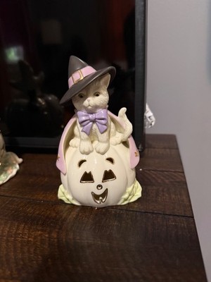 Lenox Hocus Pocus Witch Cat On Jack O Lantern Pumpkin Halloween Figurine 6''x3.5''