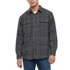 Orvis Men's S Classic Plaid Beefy Flannel Shirt S Black Gray 100 Cotton n1307