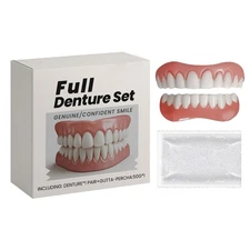 Denture Kit Secure Tooth Replacement Instant Veneers Upper & Lower Set For Adult