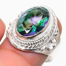 Mystic Topaz Gemstone 925 Sterling Silver Jewelry All Size Ring For Gift
