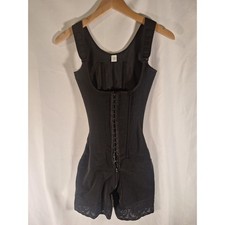 Womens Black High Compression Full Body Shaper Faja Waist Trainer XS Lace Trim