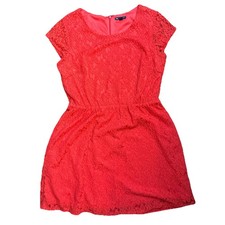 Gap Babydoll Mini Dress Size L Red Lace  Y2K Feminine Ditsy Sexy Pinup