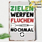 Tin Metal Signs Home Décor  Vintage Dart-Themed Wall with German Text & Arrow De