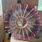Vintage Federal Glass Celestial Sunburst Flower Plate In Iridescent Gem Tone