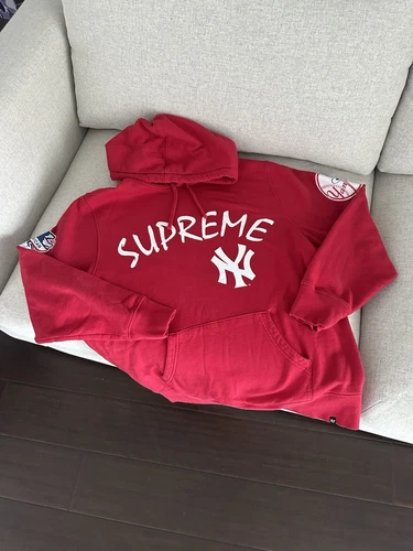 Felpa con cappuccio Supreme x 47 x MLB New York rossa taglia L