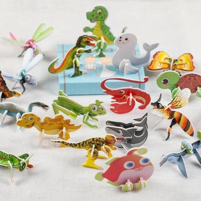 30Pcs 3D Dinosaur Insect Marine Animal Paper Jigsaw Puzzles Educational Toys