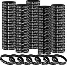 50 Pcs "Jesus Loves You" Silicone Bracelets   Christian Gifts  Party Favors
