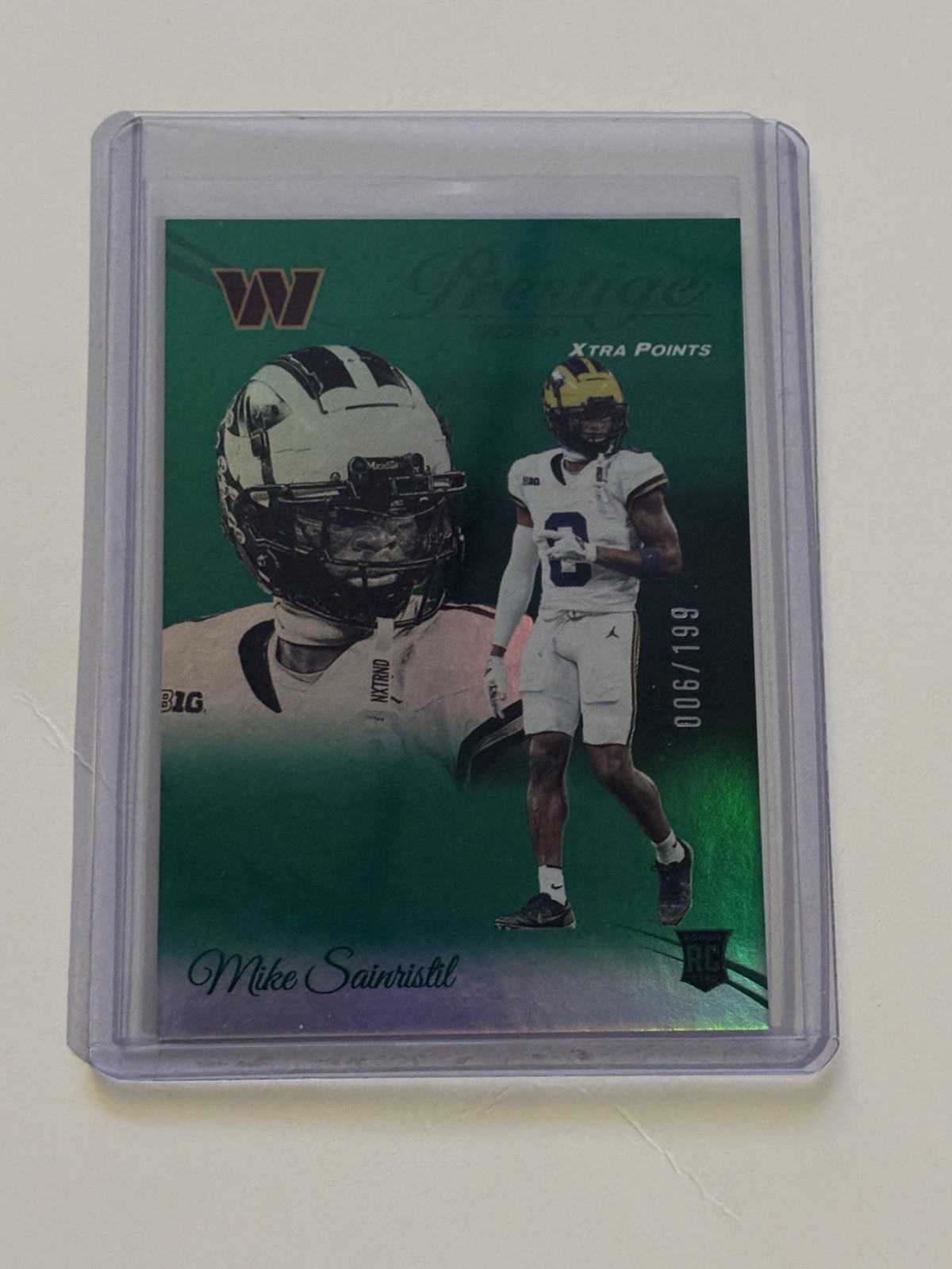 Mike Sainristil Panini Prestige #337 Green Xtra Points