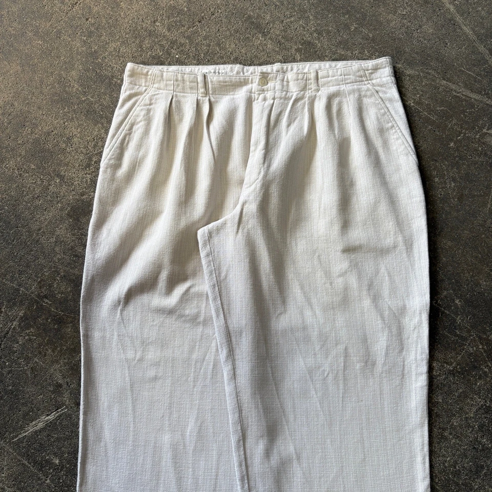 Pantalones plisados vintage Claiborne para hombre 40 tejidos blanco marfil años 90 relajados cónicos Foto 2 de 4