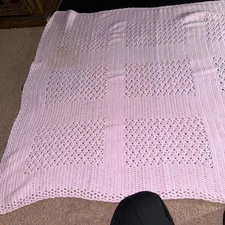 Vintage Hand Crocheted Throw Blanket 4’ x 3’ Handmade Heirloom Lace Pattern