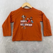 Kids Disney Mickey Mouse Happy Halloween Long Sleeve Orange T Shirt Size Small