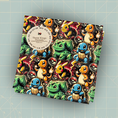 Pokemon Squirtle Bulbasaur Charmander DBP 1 Yard Fabric Seamless Design App59x36