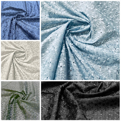 Sedona Designz 41  Eyelet Floral Embroidered Fabric   65% Polyester, 35% Cotton