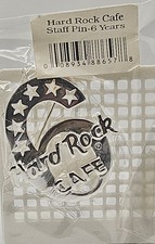 Hard Rock Cafe  Sterling Silver Staff Pin 6-Year Anniversary 