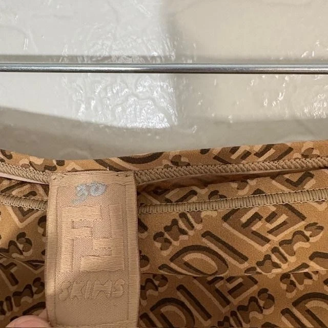 Fendi x Skims Bikini Bottom Womens Small Brown Monogram Allover Logo Swim Brief - Image 4 of 4