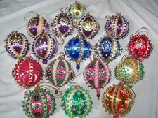 Huge Lot of 16 Hand Decorated 3" Satin Christmas Ornament Balls Plus Bonus L K 
