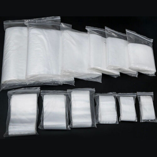 100 Small Clear Plastic Bags Baggy Grip Self Seal Resealable Zip Lock Plastic UK - Picture 1 of 5