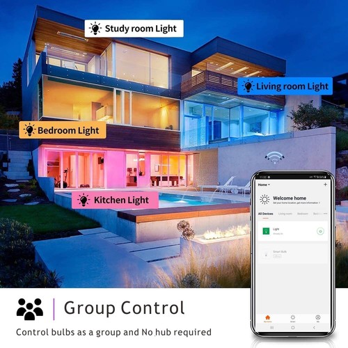 2 Pcs WiFi Smart Bulbs Remote Control LED Light Lamp Dimmable RGBW Alexa Google - Picture 9 of 12