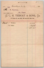 Brooklyn, NY 1916 Letterhead - C. H. Tiebout & Sons (Hardware Store / Dealer)