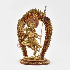 Hand Made  Gold Gilded and Hand Painted Face Troma Nagmo Jogini Statue