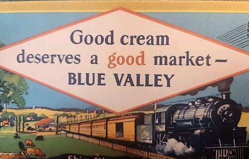 Vtg ADVERTISING INK BLOTTER - Blue Valley Creamery Co - 3.5"x 5.5" - Picture 2 of 4