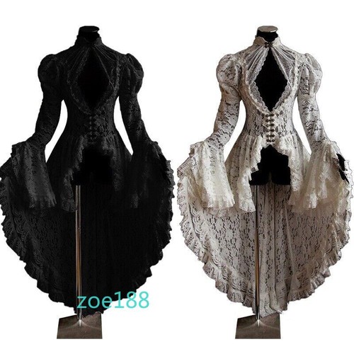 Tunic Dress Plus Size Gothic Long Breathable Lace Dres Steampunk Renaissance Hot