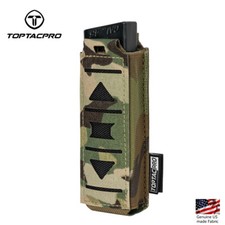 TOPTACPRO Tactical Mag Pouch MOLLE Single Mag Carrier Laser Cut 9mm Hunting Gear