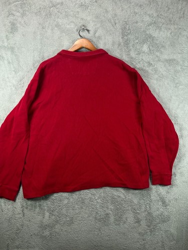 CHAPS Mens 2XL Red Sweater Red Ribbed Navy Crest Logo 1/4 Zip Collar Pullover - Picture 7 of 9