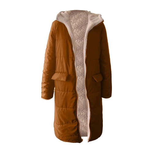 Women Winter Long Parka Quilted Knee Coat Hooded Ladies Warm Padded Jacket - Bild 11 von 45