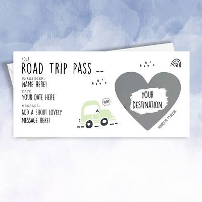 Personalisierte Bordkarte Überraschung Rubbelreise enthüllen Geschenk Auto Roadtrip