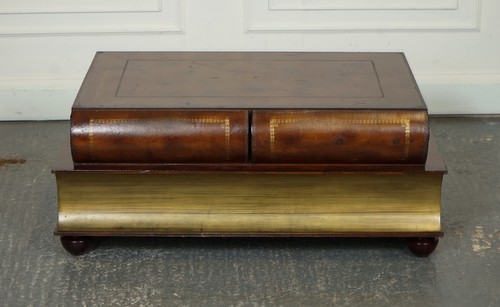 VINTAGE THEODORE ALEXANDER SCHOLARS STACK LIBRARY BOOKCASES COFFEE TABLE DRAWER - Picture 5 of 16