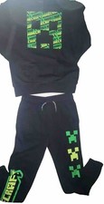 Minecraft Sweatshirt Pant 2-Piece Set Black With Green Logo Youth Size Large