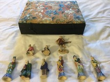 Antique porcelain figurines lot of nine with box, made in China from the 1930s 