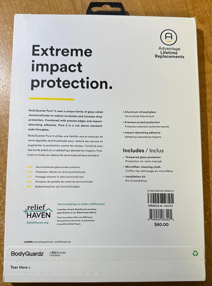 BodyGuardz Pure2 Tempered Glass Screen Protector Apple iPad 10.2 (7th Gen) - Image 2 of 2