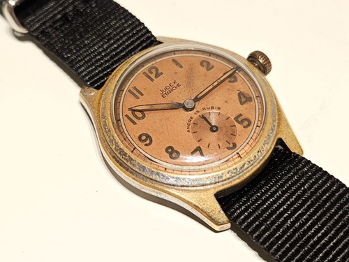 VINTAGE SELTENE FRANKREICH WW2 MILITÄR VERCHROMTE MECHANISCHE HERRENUHR "JUDEX" ETANCHE - Bild 7 von 15
