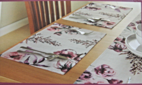 Purple Floral Placemats and Table Runners Decorative Fabric Dining Table Mats - Picture 9 of 15