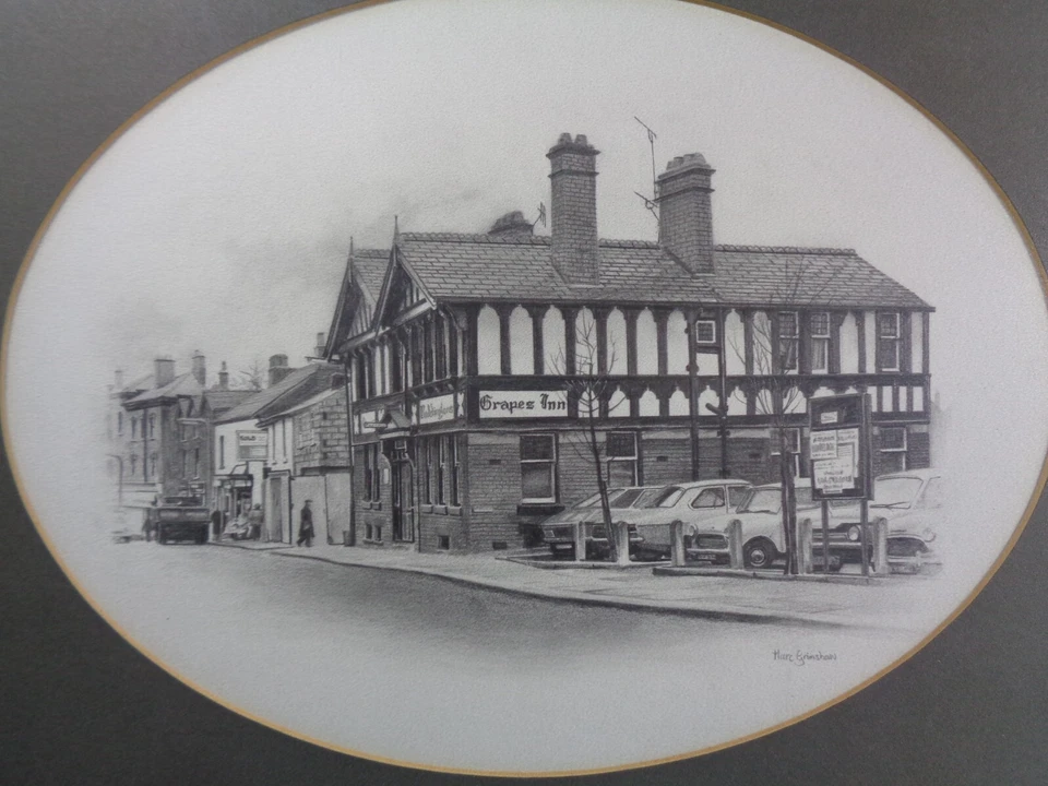 Marc Grimshaw Original - Mounted & Framed " GRAPES INN" - 42.5cm x 33.5cm - Image 2 of 4