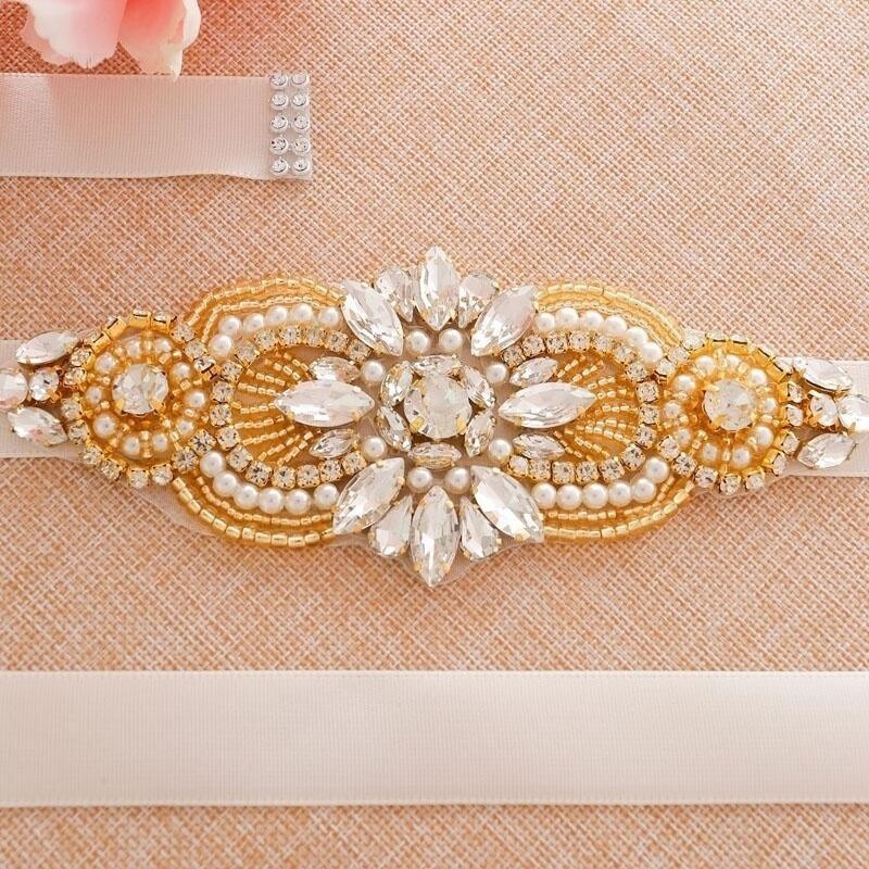 Allure Bridals Rhinestone Pearls Embellished Wedding Dress Sash Belt Champagne L il_1080xN.2319592791_6z5f.jpg main image 3
