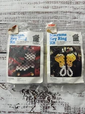 VINTAGE KNOT HOUSE MACRAME KEY RING KIT ROLLER SKATE BUTTERFLY KEYCHAIN ORNAMENT
