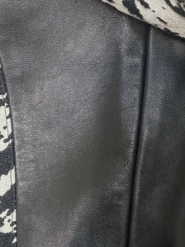 NWOT RAG & BONE NEW YORK BLACK IVORY JACQUARD LEATHER SWEATSHIRT SIZE: M - Picture 9 of 12