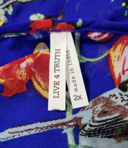 Live 4 Truth Kimono Mujer 2X Azul Floral Mariposa Pájaro Naturaleza Cubierta Bata Playa - Imagen 2 de 7